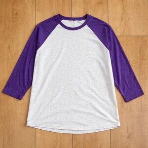 Next Level Apparel Purple & Cream Raglan Baseball Tee – Size M – Soft Casual